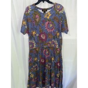 Vintage Eddie Bauer Maxi Dress Large Petite Floral Modest Cottagecore Prairie
